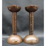 A pair of Newlyn copper candlesticks, with a flared top,