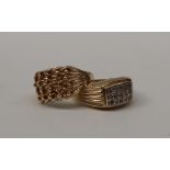 A 9ct gold signet ring, of interlaced bead form,