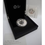 A 2016 United Kingdom silver proof five ounce coin to commemorate the 90th Birthday of Her Majesty