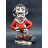A John Hughes pottery Grogg of a Rugby player in Welsh kit, No.