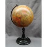 A "Geographia" 10 inch Terrestrial Globe, on a turned ebonised base,
