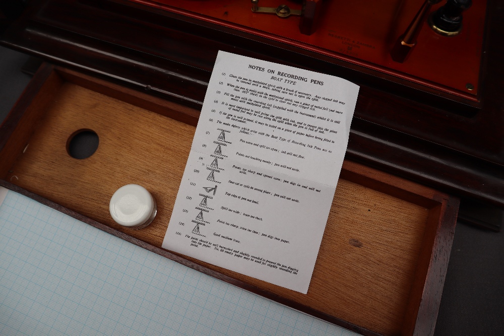 A Negretti and Zambra barograph, in a mahogany case with five bevelled glass panels, - Image 6 of 6