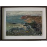 Lynda Minter Porth Dwfn Oil on paper Signed and label verso 38 x 56cm