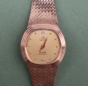 A lady's 9ct yellow gold Omega De Ville quartz wristwatch,