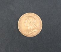 A Victorian gold half sovereign dated 1894