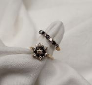 A 9ct gold cluster ring, set with semi precious stones,