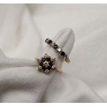 A 9ct gold cluster ring, set with semi precious stones,