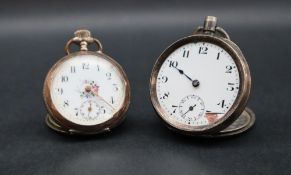 A continental 800 standard white metal keyless wound open faced pocket watch,