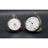 A continental 800 standard white metal keyless wound open faced pocket watch,