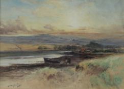 Thomas S Hutton River scene Watercolour Signed 36 x 49.