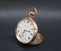 A 9ct yellow gold keyless wound open faced pocket watch,