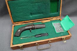 A 19th century six shot self cocking percussion pepperbox revolver,