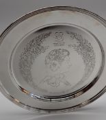 An Elizabeth II silver, Silver Jubilee commemorative plate, makers Roberts & Dore Ltd, London 1977,