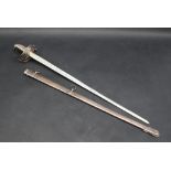 An Edward VII silver paper knife in the form of an Officers sword, the blade engraved "Blenheim,