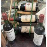 Five bottles of wine including Chateauneuf du pape, 1977 Chateau Puylazat,