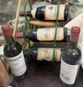 Five bottles of wine including Chateauneuf du pape, 1977 Chateau Puylazat,