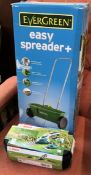 An Evergreen Easy Spreader together with a Bosch Isio shrub and grass shear set,