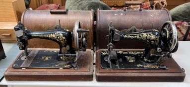 Two Singer sewing machines,