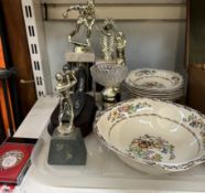 An Alfred Meakin Part dessert set together with trophies