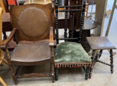 A 20th century oak monks seat,