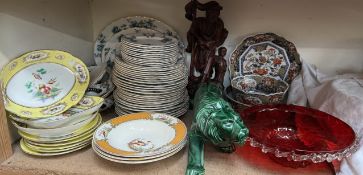 A Trentham pattern floral decorated part dinner set together with a Fenton Old Chelsea part dessert