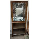 A 20th century walnut display cabinet with a glazed top and base