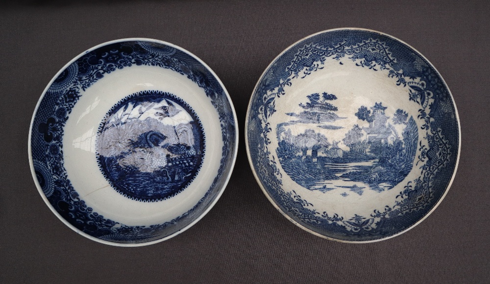 A blue and white pottery Swans pattern bowl, - Image 2 of 7