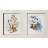 Henri Pitcher Two head and shoulder portraits of gentlemen Watercolours framed as one 13.