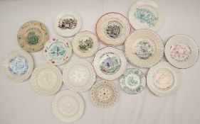 A collection of sixteen child's and cockle pottery plates including examples from Swansea and