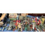 A Dinky 555 Fire engine together with a large collection of model aircrafts,
