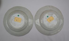 Two Child's plates with a rose flower and leaf border,