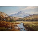 W Mc Gregor A landscape scene with a river in the foreground Oil on canvas Signed 49.