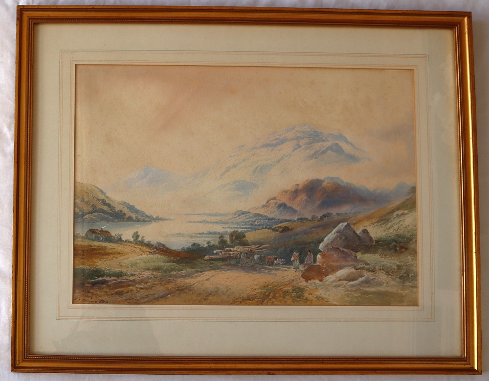 E L Herring A mountainous landscape Watercolour Signed and dated 1887 39 x 57cm ***TO BE RE-OFFERED - Image 2 of 4