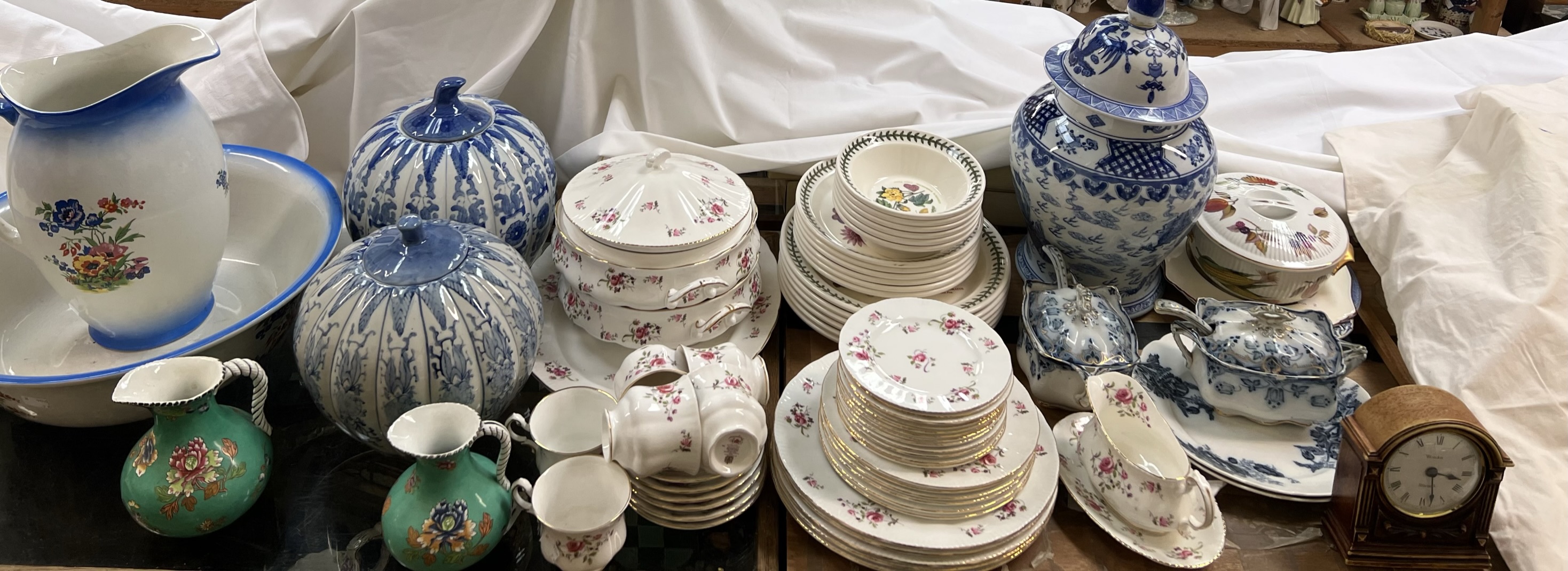 A Paragon Fragrance part tea and dinner set together with a Portmeirion part dinner set,