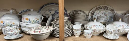 A Minton Cherrydown part tea and dinner set together with a Johnson Bros Indian Tree pattern tea