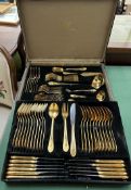 A Solingen gold plated Crown Collection cased part flatware service