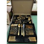 A Solingen gold plated Crown Collection cased part flatware service