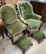 A Victorian spoonback chair,