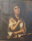 19th century continental school Head and shoulders portrait of a figure in prayer Oil on