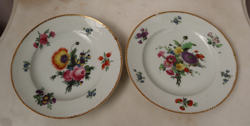 A 19th century Copenhagen porcelain part dinner set painted with garden flowers to a basket weave - Image 2 of 19