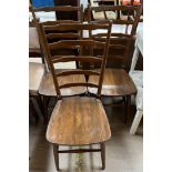 Ensign - A set of three mid 20th century ladder back dining chairs,