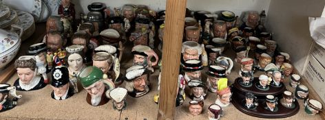 Sixty nine assorted Royal Doulton character jugs including Sherlock Holmes D7011, Doctor Watson,