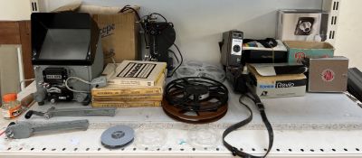 A Pathescope Ace Projector together with a Silber viewer, an Ilford Elmo Cine camera,