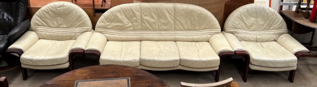 A Tetrad cream leather three piece suite ***PLEASE NOTE THAT THIS LOT WILL BE DISPOSED OF 14 DAYS