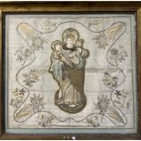 A 19th century stumpwork picture of the Madonna and child,