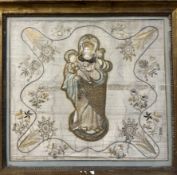 A 19th century stumpwork picture of the Madonna and child,