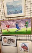 Richard O'Connell Footballers Cardiff City players Watercolour Signed and dated 2002 Together with