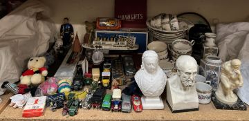 Model cars together with an Indian Tree pattern part tea set,