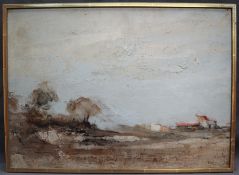 James Taylor The Farm Oil on board Signed 38 x 53cm The Lefevre Gallery label verso ***PLEASE NOTE