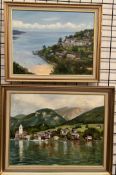 Dilys Thomas A harbour scene Oil on canvas Signed Together with another by the same hand